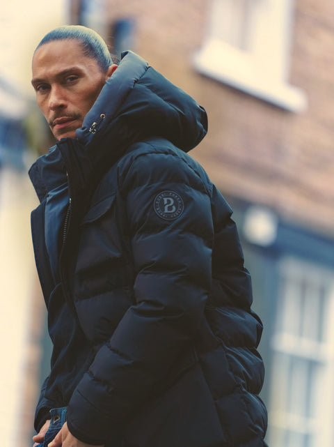 Mens Luxury long Black Puffer Jacket - Bobbi Parka