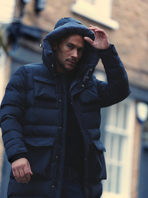 Mens Luxury long Black Puffer Jacket - Bobbi Parka
