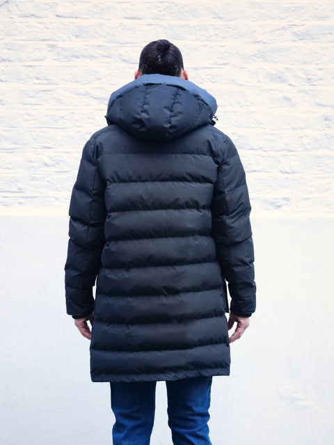 Mens Luxury long Black Puffer Jacket - Bobbi Parka