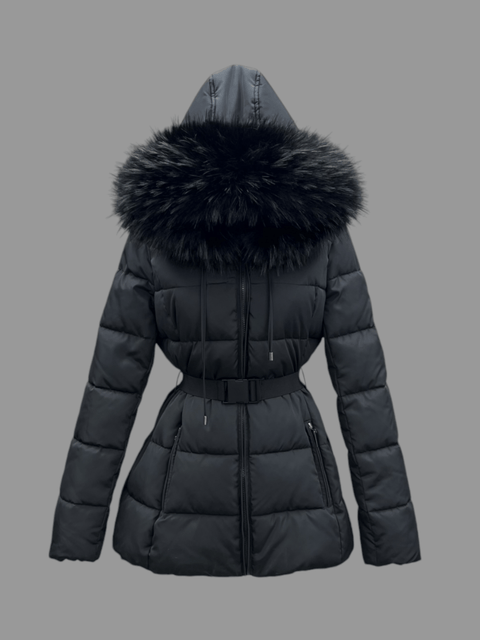 Luxury Padded Belted Coat Black / Black - Bobbi Parka