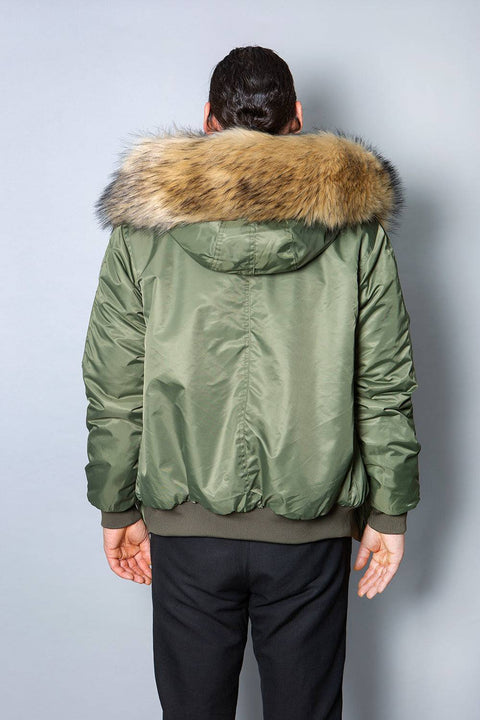 Mens Real Look Faux Fur Bomber Jacket with Natural Lining - Bobbi Parka
