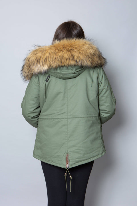 Kids Faux Fur Collar Parka Jacket with Natural Faux Fur - Bobbi Parka