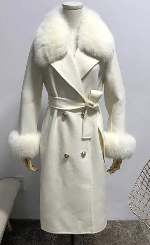 Ladies Wool-Cashmere Luxury Trim Coat