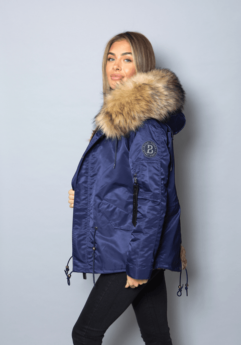Womens Real Look Faux Fur Parka with Natural Faux Fur - Bobbi Parka