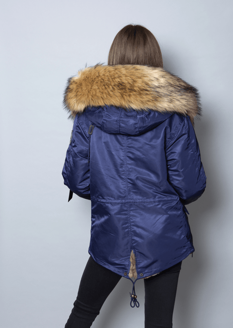 Womens Real Look Faux Fur Parka with Natural Faux Fur - Bobbi Parka