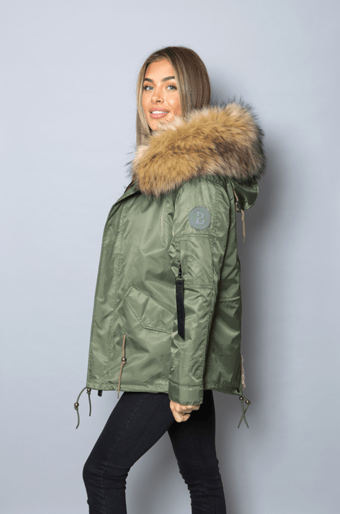 Womens Real Look Faux Fur Parka with Natural Faux Fur - Bobbi Parka