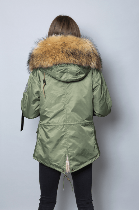 Womens Real Look Faux Fur Parka with Natural Faux Fur - Bobbi Parka