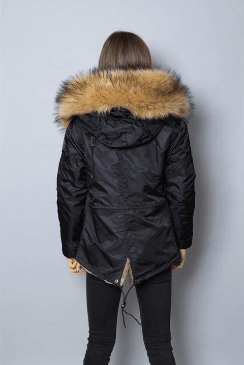 Womens Real Look Faux Fur Parka with Natural Faux Fur - Bobbi Parka