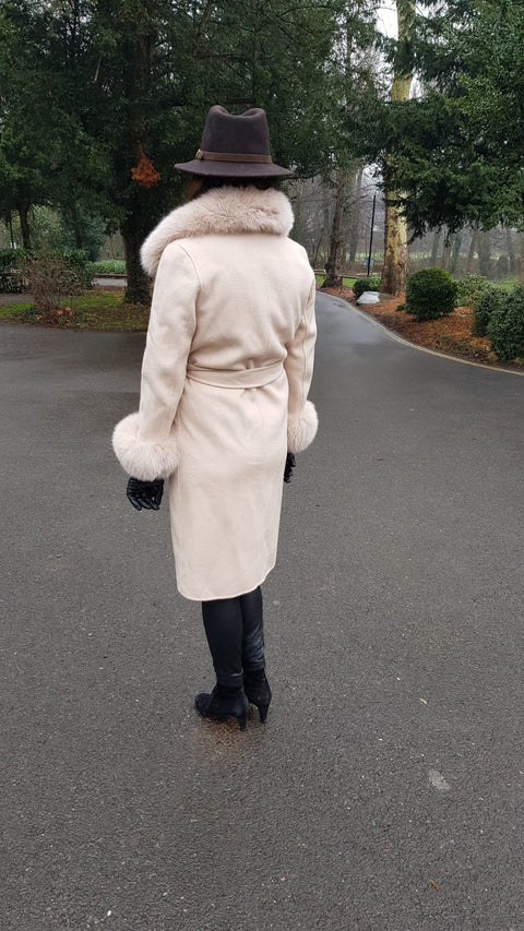 Ladies Wool-Cashmere Luxury Trim Coat