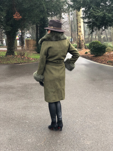 Ladies Wool-Cashmere Luxury Trim Coat