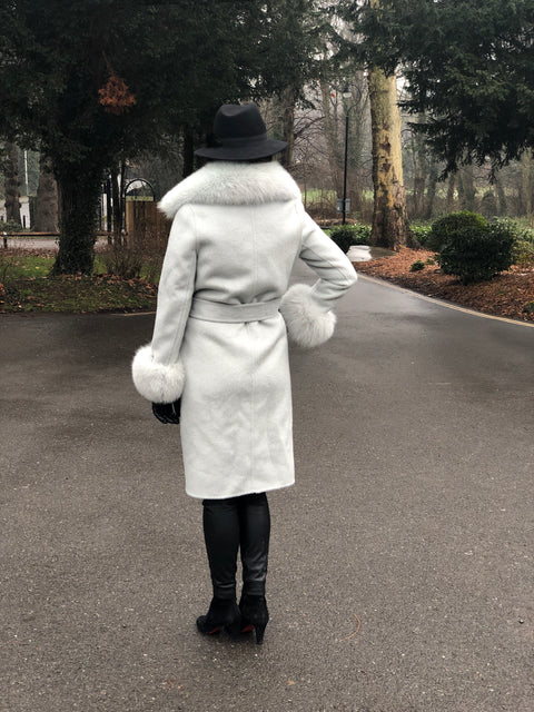 Ladies Wool-Cashmere Luxury Trim Coat