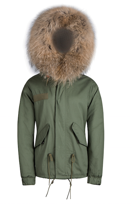 Mens Raccoon Fur Collar Parka Jacket with Natural Fur -  - 3